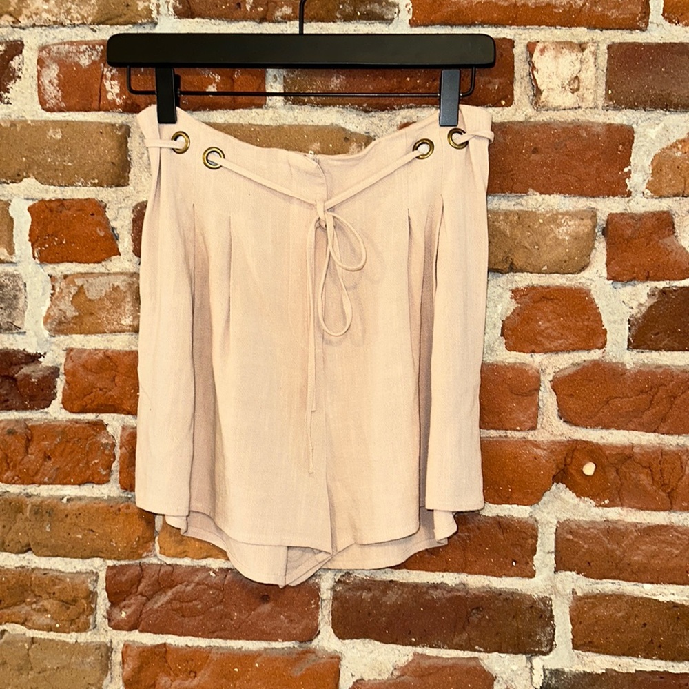 Taupe linen shorts